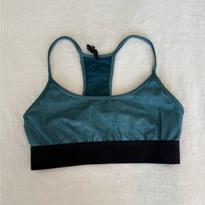Koral Deep Teal and Black lustrous sweeper Sports Bra size Medium